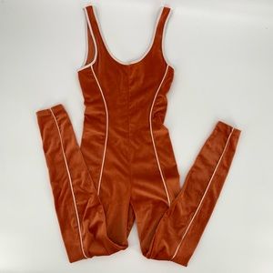 UO Out From Under Orange Velour Catsuit